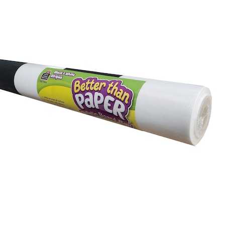 Teacher Created Resources Better Than Paper Bulletin Board Roll, 4 x 12ft, Blk/Wht Stripe, PK 4 32326